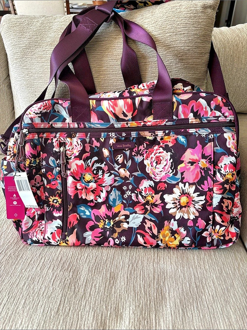 Vera Bradley Lighten Up Indiana Blossoms Weekender Travel Bag